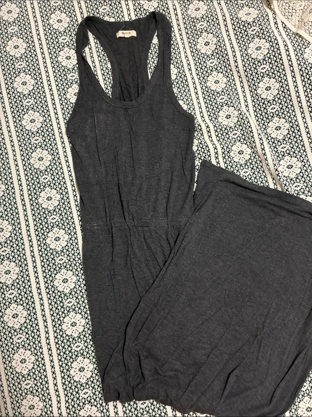 Very Comfortable Madewell Soft Gray Maxi Dress Racerback Elastic Waist with Slit